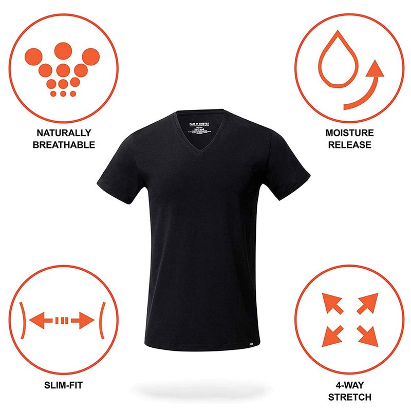 Pair of Thieves Men's 3 Pack Super Soft V-Neck T-Shirt, White, Small - Image 5